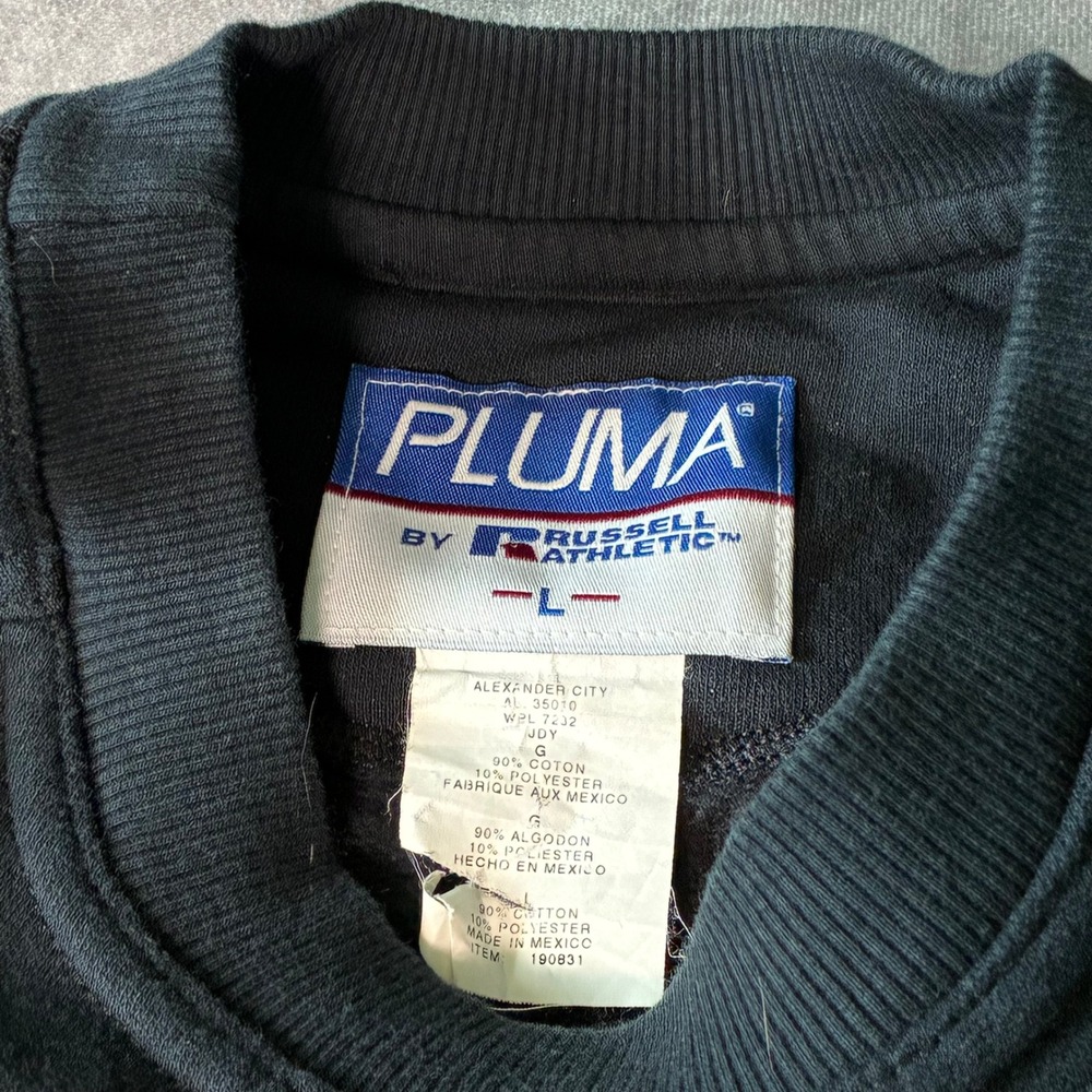 Vintage 90s Russell Athletic Eagle Embroidered Sweatshirt Black Men's L - Picture 4 of 7